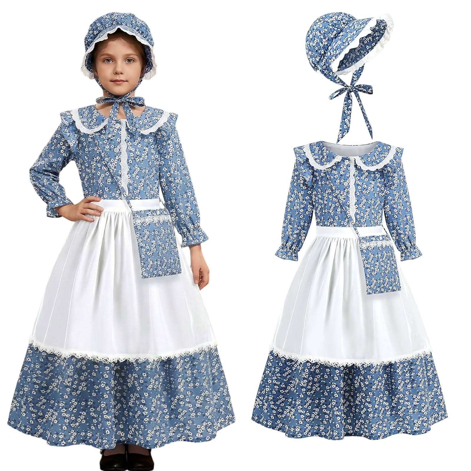 Maryparty Victorian Costume World Book Day Maid Costume for World Book Day Party (BLUE, S)