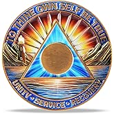 Affirmation Sunset Lighthouse Sobriety Coin – Guiding Light NA Medallion – Spiritual Token for Recovery & Clean Time – Empowering NA AA Chips – Gift for Men & Women