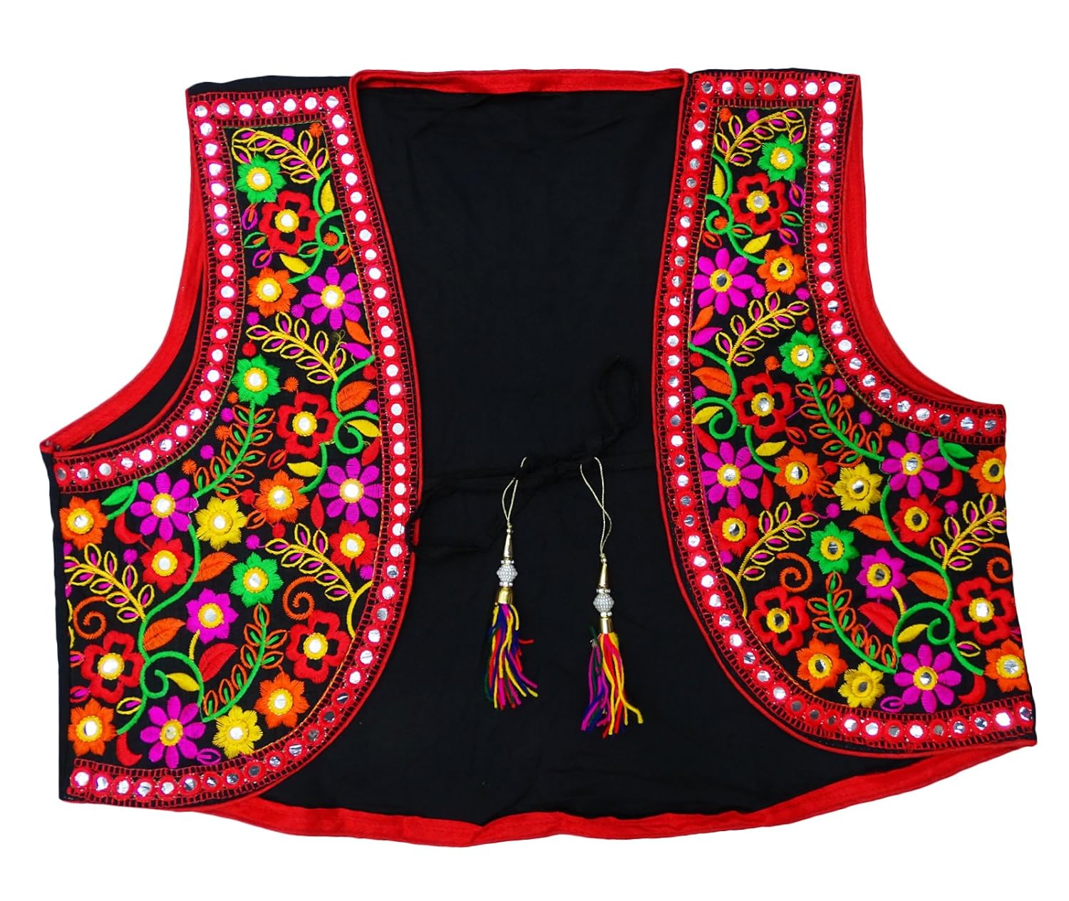 Buy Peegli Black Rajasthani Ethnic Embroidered Jacket Rayon Cotton