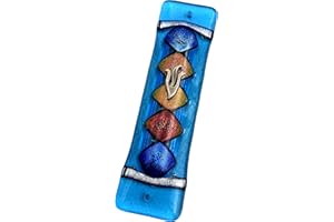 TAMARA BASKIN ART GLASS Five Diamonds Mezuzah - Art Glass Gift Box and Non-Kosher Scroll Included Hand Made in The USA