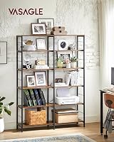 VASAGLE 6-Tier Bookshelf 30x120x170cm Industrial Rustic Brown Black Storage view 2