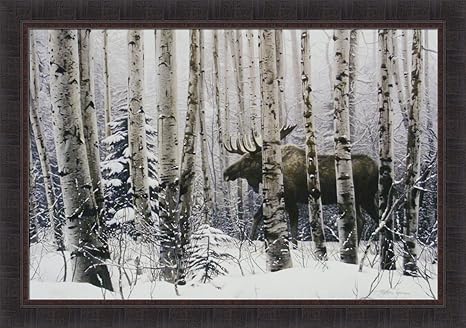 A Walk In The Woods By Stephen Lyman 28x40 Moose Winter Snow Trees