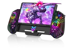 KICKDOT Switch Controller with RGB and Hall Joystick for Nintendo Switch/OLED, One-Piece Wired Switch Pro Control with Turbo/4 Game Slot/Vibration, Handheld Joypad Controller for Nintendo Switch Controller