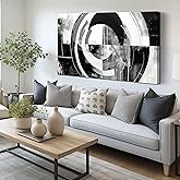 Large Black and White Abstract Canvas Wall Art for Living Room Bedroom Home office Modern Framed Canvas Prints Abstract Circle Picture Artwork Size 29x59