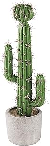 MyGift 13-inch Artificial Saguaro Cactus in Cement Planter Pot