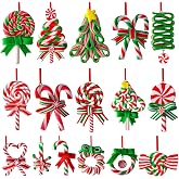 AUGSUN 16Pcs Christmas Lollipop Ornaments, Candy Christmas Tree Decorations Colorful Mini Candy Cane Hanging Ornaments Polymer Clay Peppermint Pendants for Xmas Tree Party Home Decorations