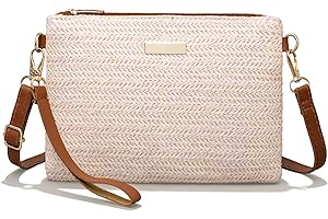 Rancco Straw Purse for Women Small Beach Clutch, Wristlet Wallet with Removable Strap, Bohemian Summer Vacation Accessories, 