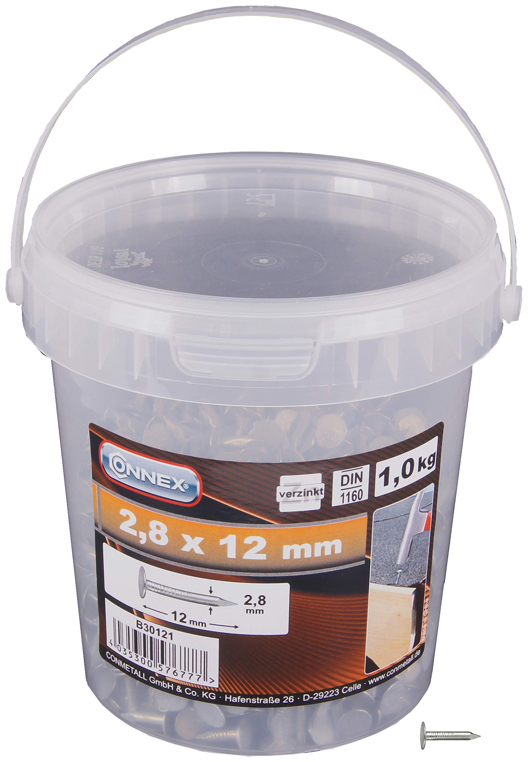 CONNEX B30121 2.8 x 12mm Roofing Nails in Bucket