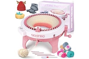 Knitting Machine 48 Needle with Row Counter, DIY Rotating Double Knitting Loom Machine, Knit Loom Machine Kit with Two Weavin