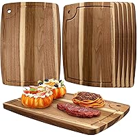 6 Pack Acacia Wood Cutting Board, 14 x 10 Inch Large Wooden Chopping Boards for Kitchen, Acacia Charcuterie Board with Juice 