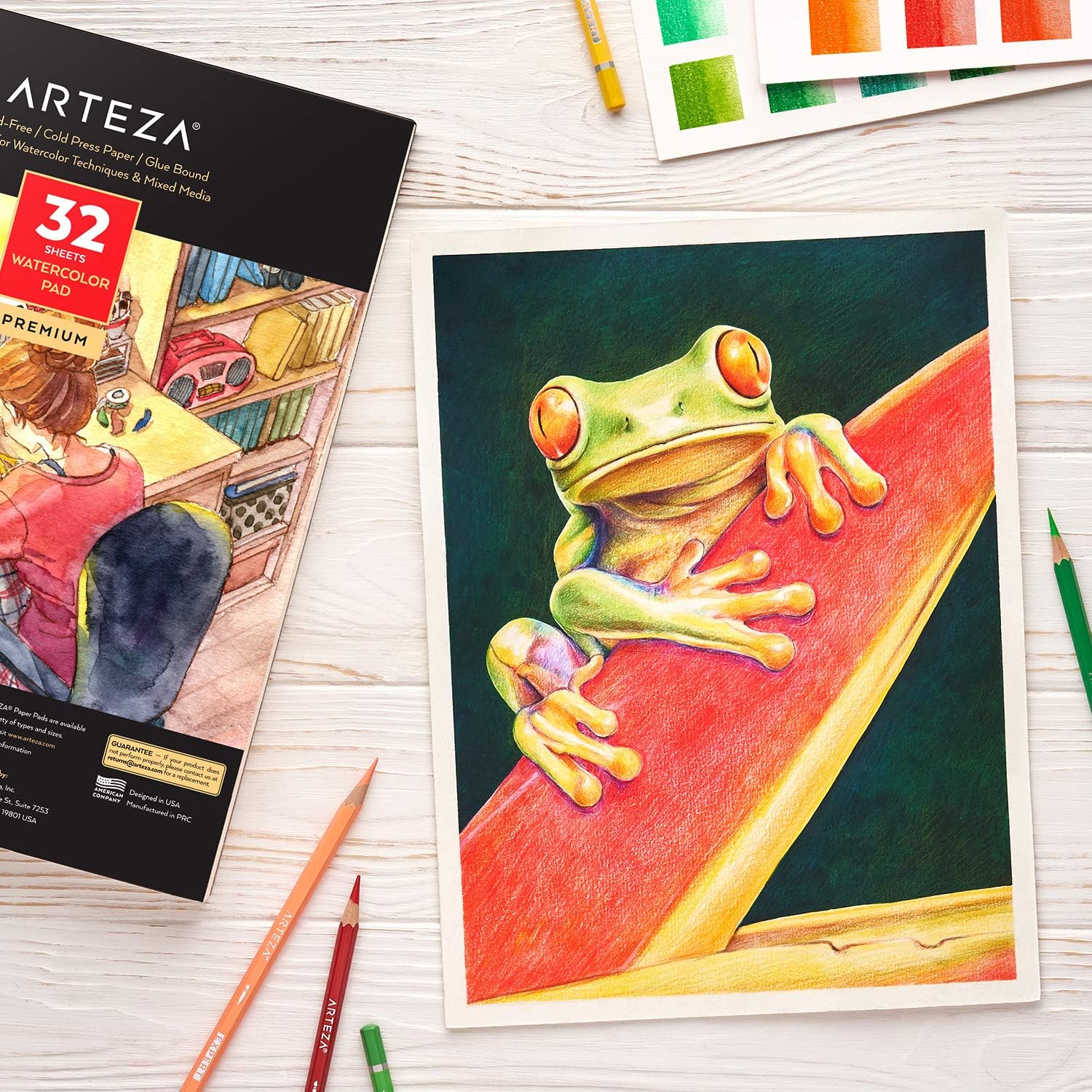 ARTEZA Watercolor Paper 9x12 Inch, Pack of 2, 64 Sheets (140lb/300gsm), Cold Pressed Art Sketchbook Pad for Painting & Drawing, Wet, Mixed Media: Arts, Crafts & Sewing