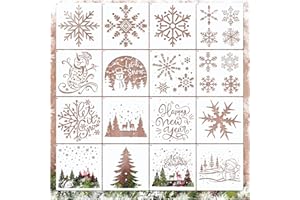HOSOMONO Christmas Stencils for Painting on Wood Reusable Large Nativity Scene Snowflake Stencil Christmas Pine Tree Templates for Wood Sign Home Crafts Window Glass Canvas (Winter)