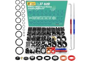XBVV 37 Size 1075 Pcs Faucet Washers & O-Rings Kit & Plumbing Gasket 3-in-1 Home Universal Rubber Washers Assortment Kit for Faucet Hose Spigot Plumbing Seal Repair with Pick Hook