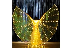 Sekopesy Illuminated LED Fairy Wings for Kids and Adults Multicolored Glowing Butterfly Wings for Enchanting Parties and Events (40inch for Kids, Yellow Lights)