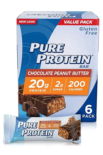 PURE PROTEIN–HIGH PROTEIN BAR CHOCOLATE PEANUT BUTTER–PROTEIN BARS–20 GRAMS OF PROTEIN PER BAR–GLUTEN FREE–6-1.76-OUNCE BARS