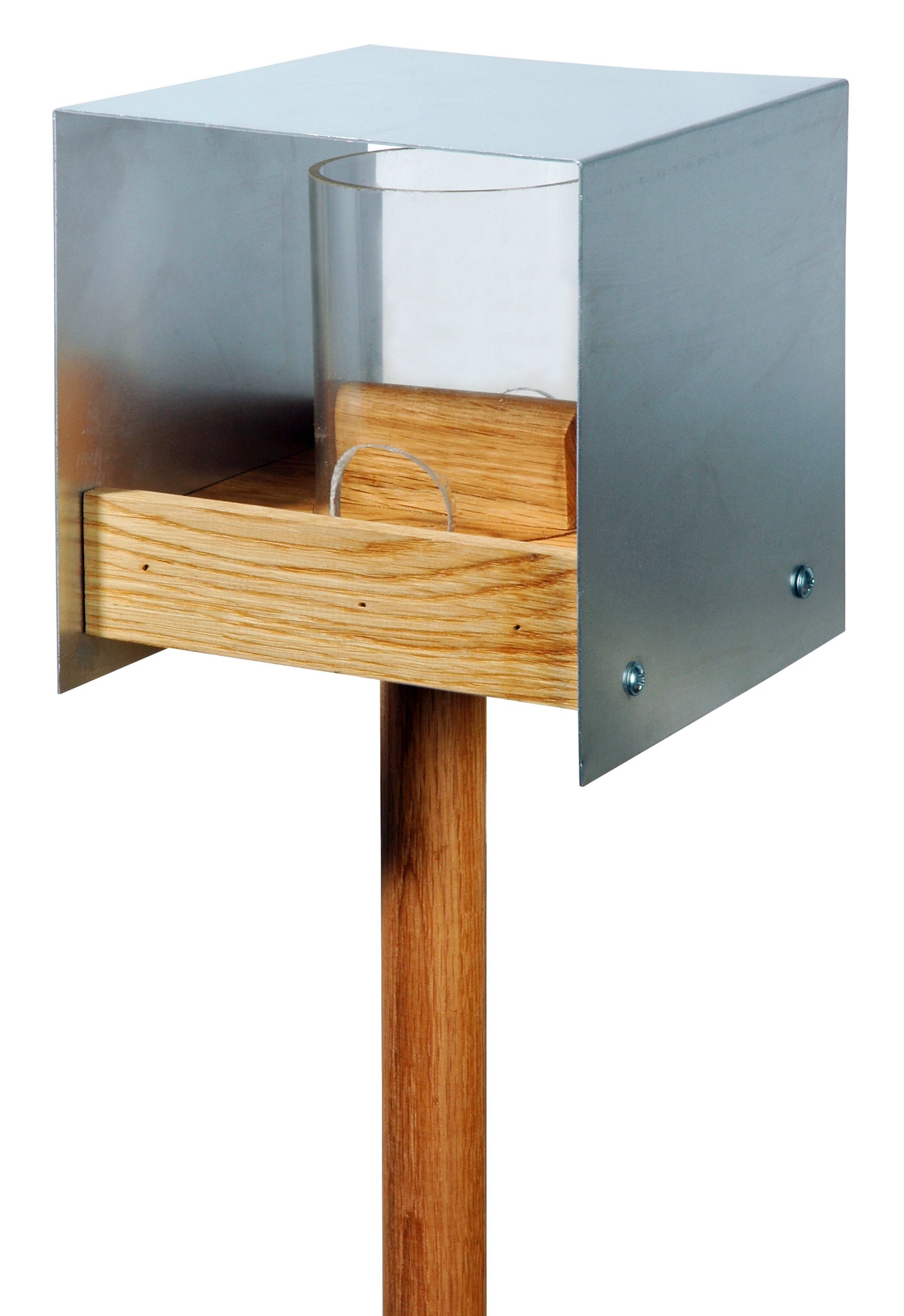 Luxus-Vogelhaus 46861e Oak Bird House with Aluminium Roof, Feed Tray and Dispenser with Oak Stand