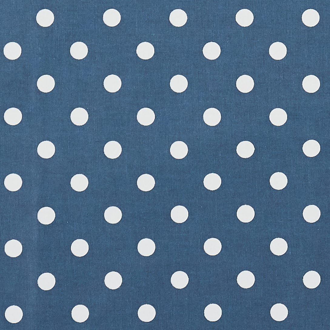 Vinylla Polka Dot Navy Vinyl Coated Cotton Easy Wipe Clean Oilcloth Tablecloth