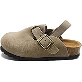 Kids Suede Clogs Toddler Clogs Boys Girls Sandals Cork Adjustable Buckle Mules Kid Slippers Flat Shoes Black