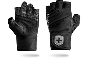 Harbinger Pro Wristwrap Gloves 3.0 - Enhanced Grip, Superior Wrist Support, Breathable 4-Way Stretch Lycra, Durable Leather Palm, Half-Finger Design for Weightlifting, Fitness Training, Women's
