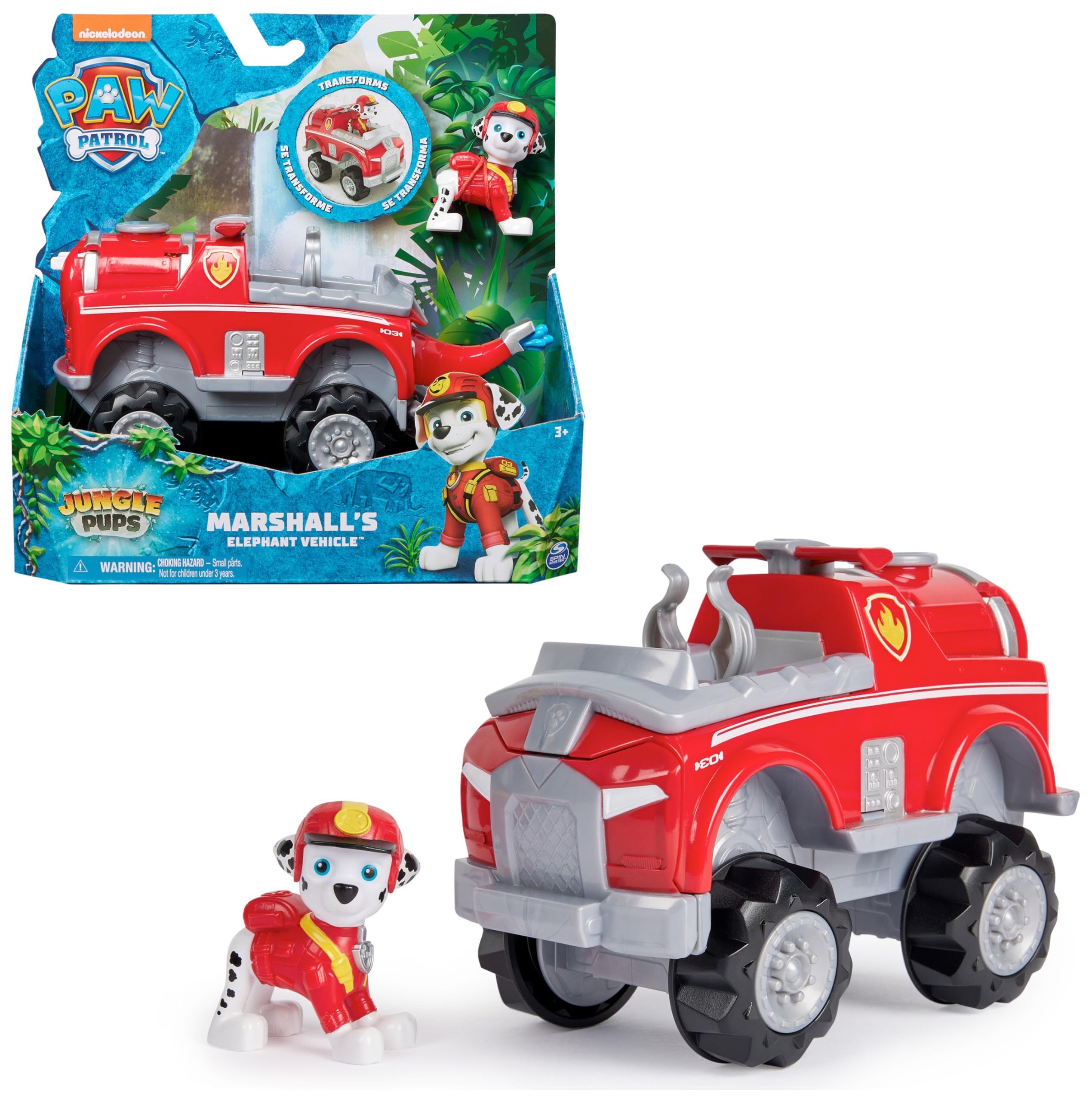 PAW PATROL Jungle Pups - Elefanten-Fahrzeug mit Marshall-Figur (Basis Fahrzeug), Spielzeug für Kinder ab 3 Jahren
