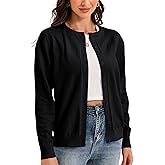 UQOIIL Womens Cardigan Sweaters Basic Button Down Casual Dressy Classic Crewneck Spring Long Sleeve Tops (S-2XL)