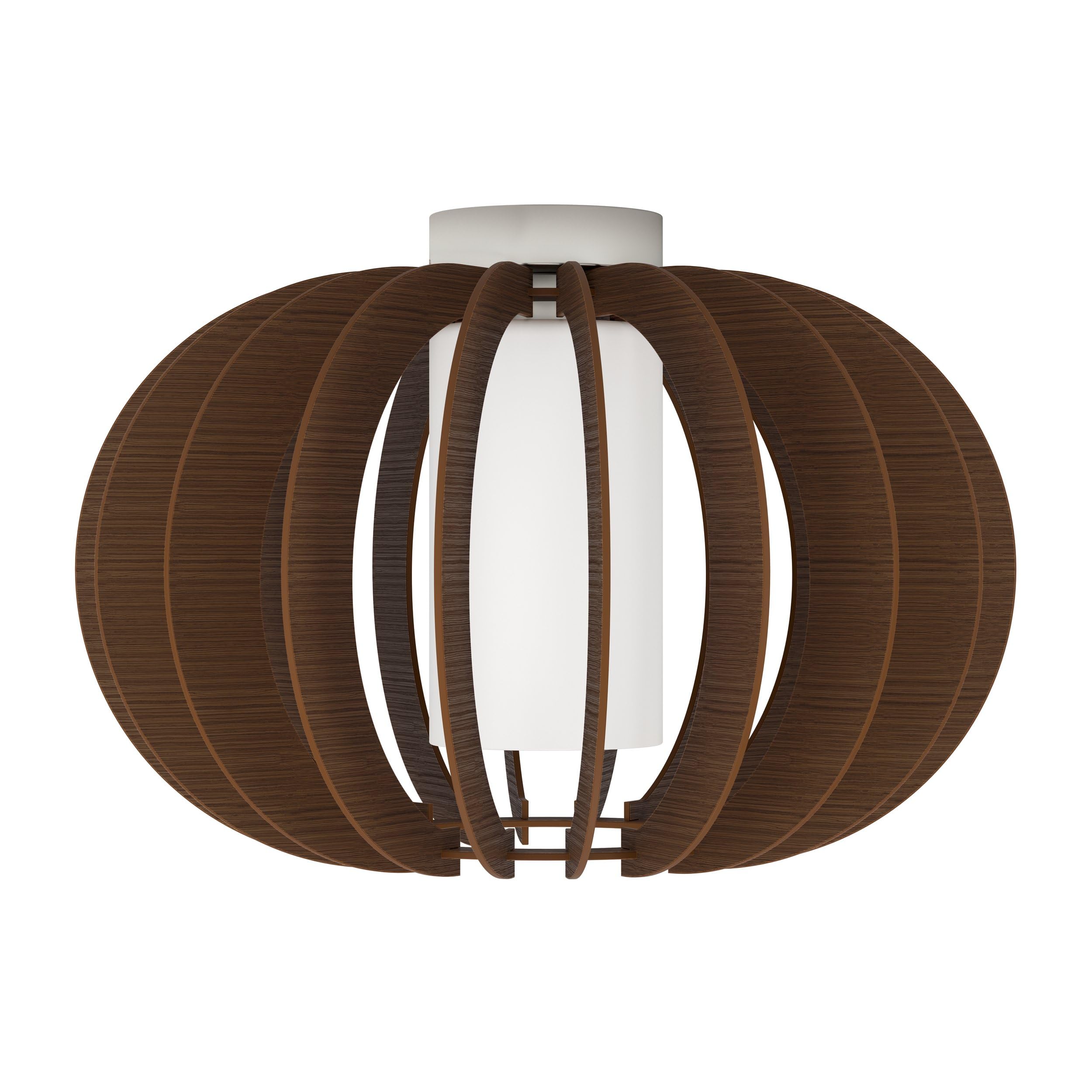 Eglo Ceiling Light Stellato 3, Single-Flame Ceiling Lamp Vintage, Living Room Lamp Made of Steel, Wood and Glass in Matte Nickel, Brown, White, Kitchen Lamp, Hallway Ceiling Light with E27 Socket