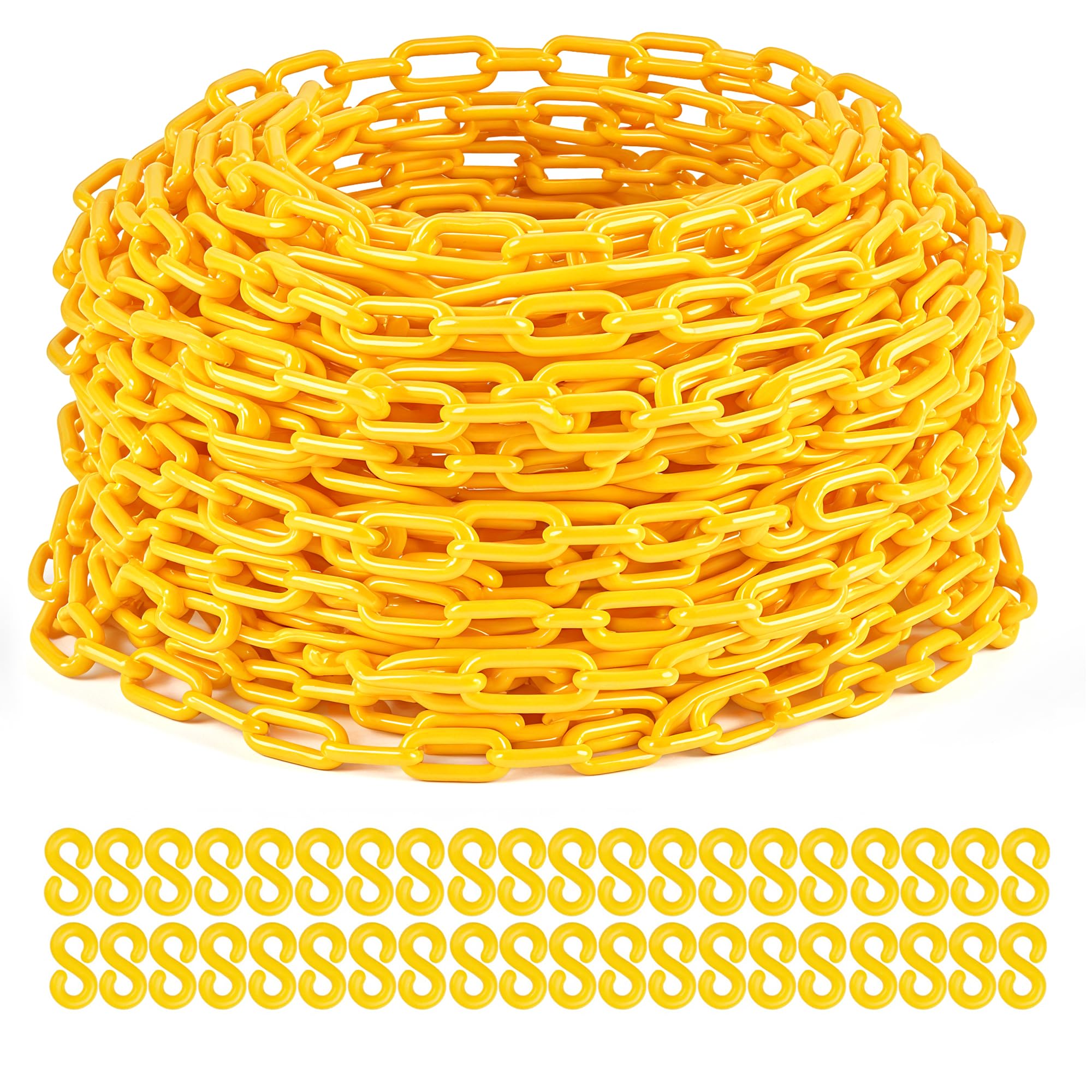 Photo 1 of Drawpies Plastic Chain, 200Ft Yellow Plastic Chains Links, Large Plastic Safety Chain Barrier