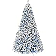 Best Choice Products Pre-Lit Ice Blue Christmas Tree, 6ft Artificial Flocked Full Fir Tree, Holiday Decoration w/ 250 Lights, 928 Branch Tips