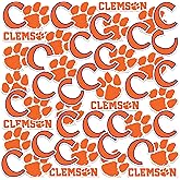 Clemson University Secondary Logo Vinyl Sticker Pack – 50 Waterproof Tigers “C” Logos & Paw Print Decals for Laptop, Water Bottle, Tablet, Car, Skateboard & More – Officially Licensed Variety Set