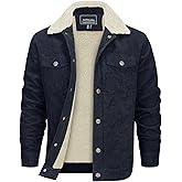 EKLENTSON Men's Corduroy Jackets Sherpa Lined Winter Coats Thermal Warm Fleece Jacket Casual Lapel Trucker Jackets