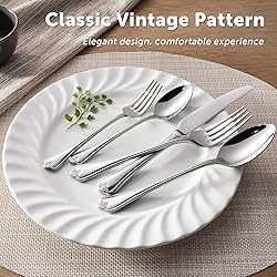 KINGSTONE Silverware Set, 60-piece 18/10 Stainless
