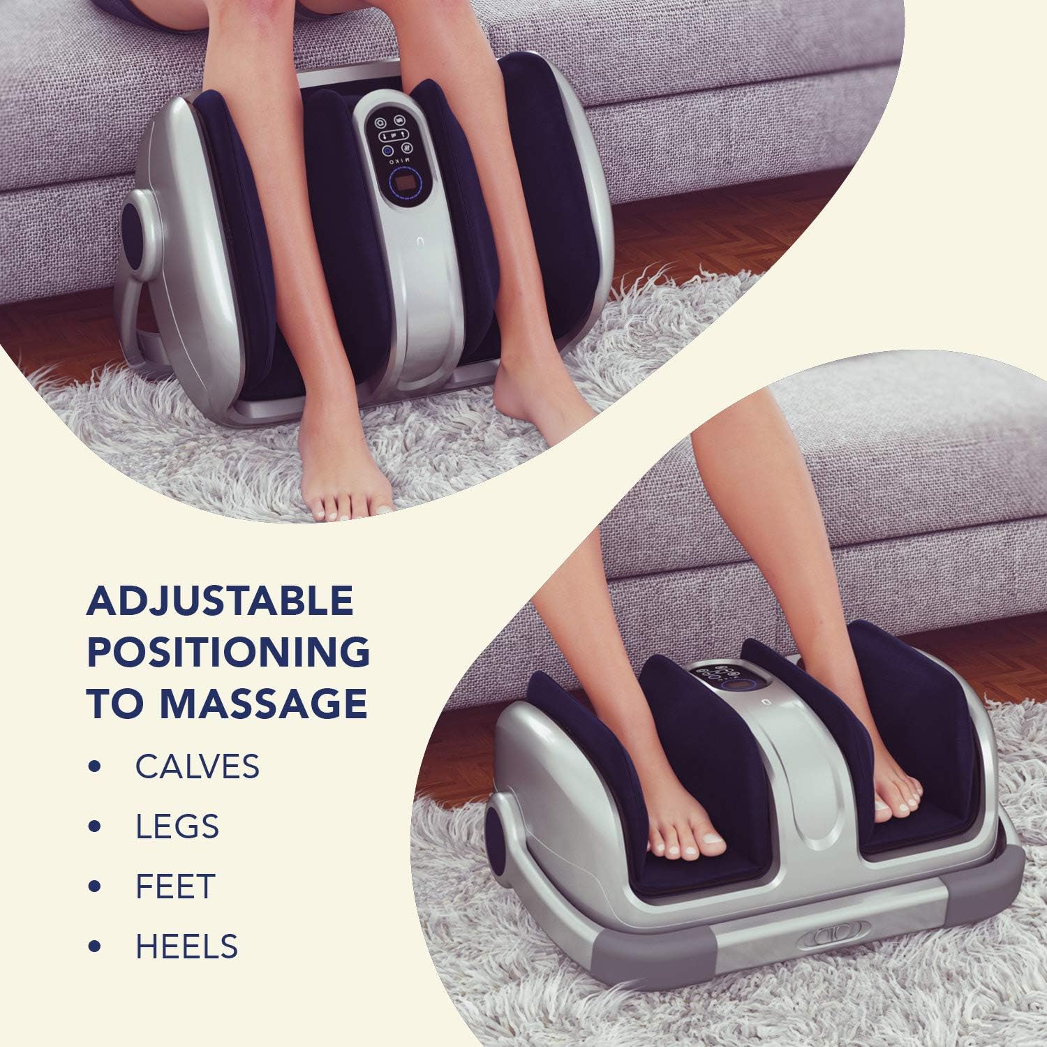 Miko Foot Massager Shiatsu Machine With Multi-Pressure Settings, Vibration, Deep-Kneading, Heat and Wireless Remote- Alleviate Discomfort From Plantar Fasciitis, Neuropathy, Diabetes Fits Up To Size15: Health & Personal Care
