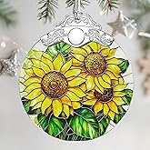 Stained Glass Ornament, Christmas Ornament, Hanging Ornaments for Home Decor & Christmas Tree Ornaments – Exquisite Holiday Decor, Xmas Gifts & Holiday Present - Sunflower