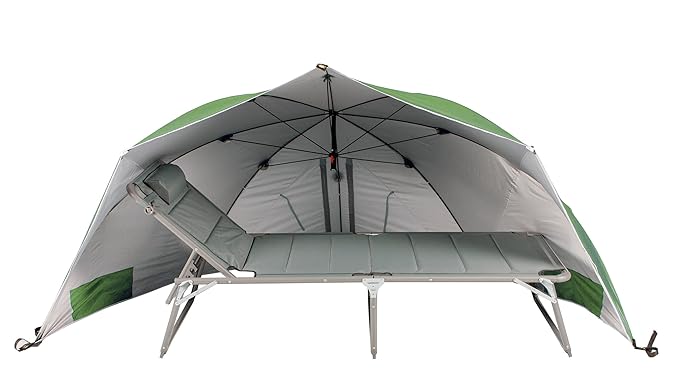 Meerweh Sonnenschirm/Windschutz Muschel, grün, 60 x 290 x 145 cm, 74032