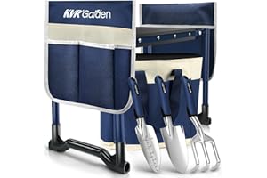 KVR Garden Kneeler and Seat Set 2025 Upgraded - Heavy Duty Foldable Bench Chair with 3 Tools & 2 Tool Pouch + Multi-Purpose Bag, Gardening Stool Gifts for Seniors, Women, Mom​