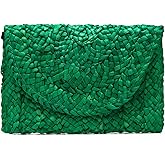 Sibalasi Women Straw Clutch Summer Straw Beach Bag Woven Evening Purse Envelope Handbag Khaki Wallet Purse