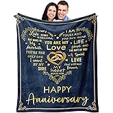 Mosslink Anniversary Blanket Gifts for Men Women 60"x50", Cool Happy Anniversary Wedding/Marriage Gifts for Him Her Husband Wife Parents Couple Boyfriend Girlfriend