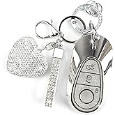YIKECASE Key Fob Cover with Keychain Fit for Mercedes Compatible with Benz 2020-2022 S-Class G-Class E-Class Key Protector for Women, 3 Buttons (Silver)