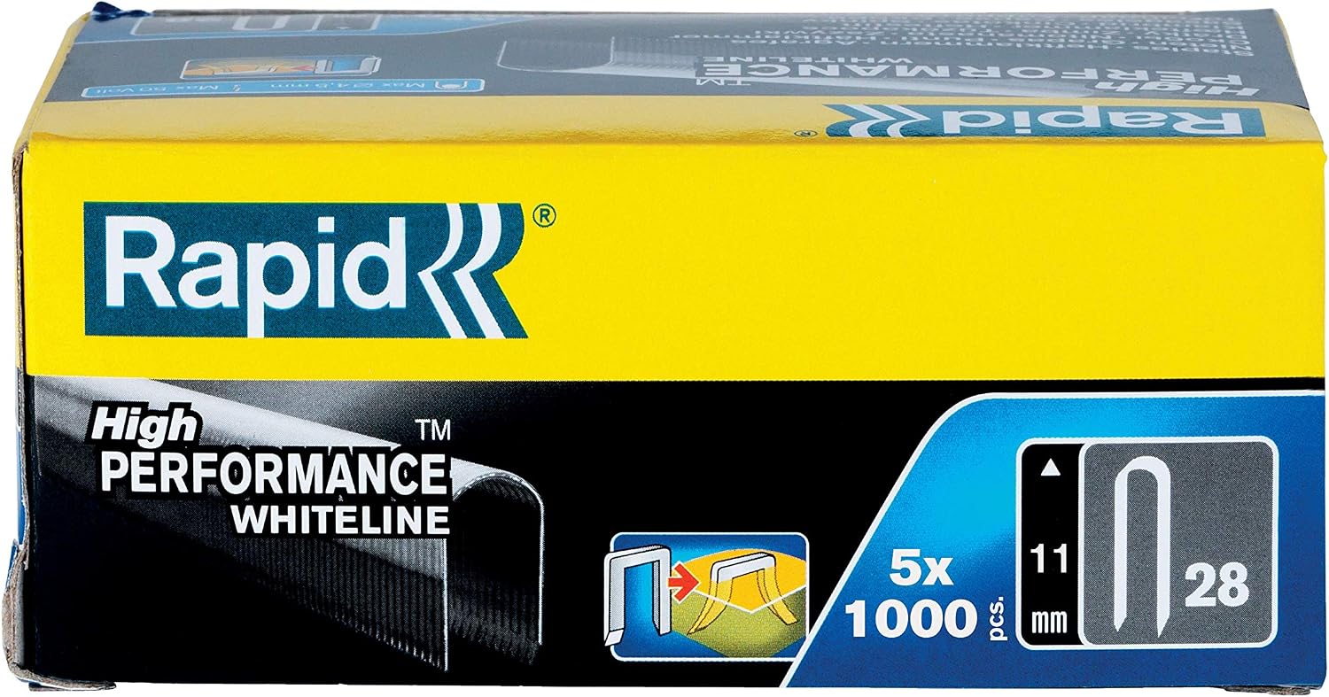 Rapid High Performance No.28 White Cable Staples, Leg Length: 11 mm, 11891931 - 5000 Pieces, grey, 11mm