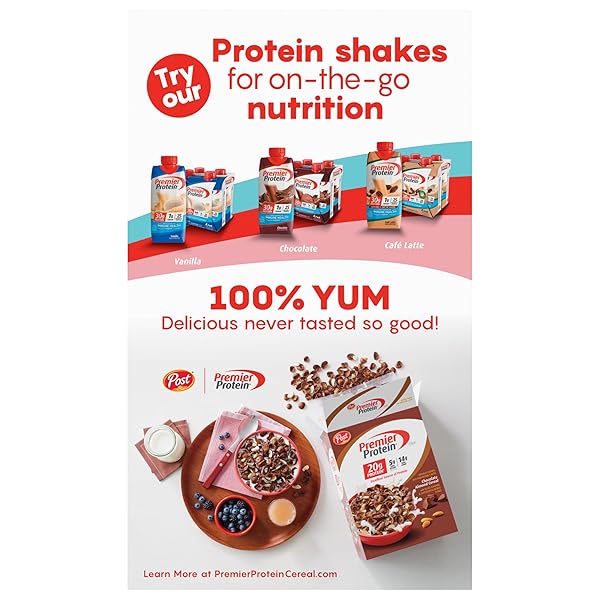 POST PREMIER PROTEIN MIXED BERRY ALMOND CEREAL, PROTEIN CEREAL FLAKES MIXED WITH DRIED BERRIES AND SLICED ALMONDS, CONTAINS 20G OF PROTEIN PER SERVING, 9 OZ BOX