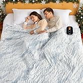 WOOMER Heated Blanket Full Size 77" x 84", Electric Blanket with 0.5-12 Hours Timer & 10 Heating Levels, ETL Certified, Marble Blue Double-Sided Faux Fur, Over-Heat Protect, Machine Washable