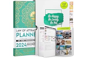 FREEDOM MASTERY Law of Attraction Planner 2024 - Dated Deluxe Weekly, Monthly Planner, a 12 Month Journey to Increase Productivity & Happiness - Life Organizer, Gratitude Journal, Stickers and Gift Box