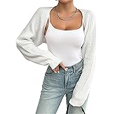 YUNLORIA Women's Bolero Shrug Sweater Rib Knitted Long Sleeve Open Front Cropped Cardigan Y2K Tops
