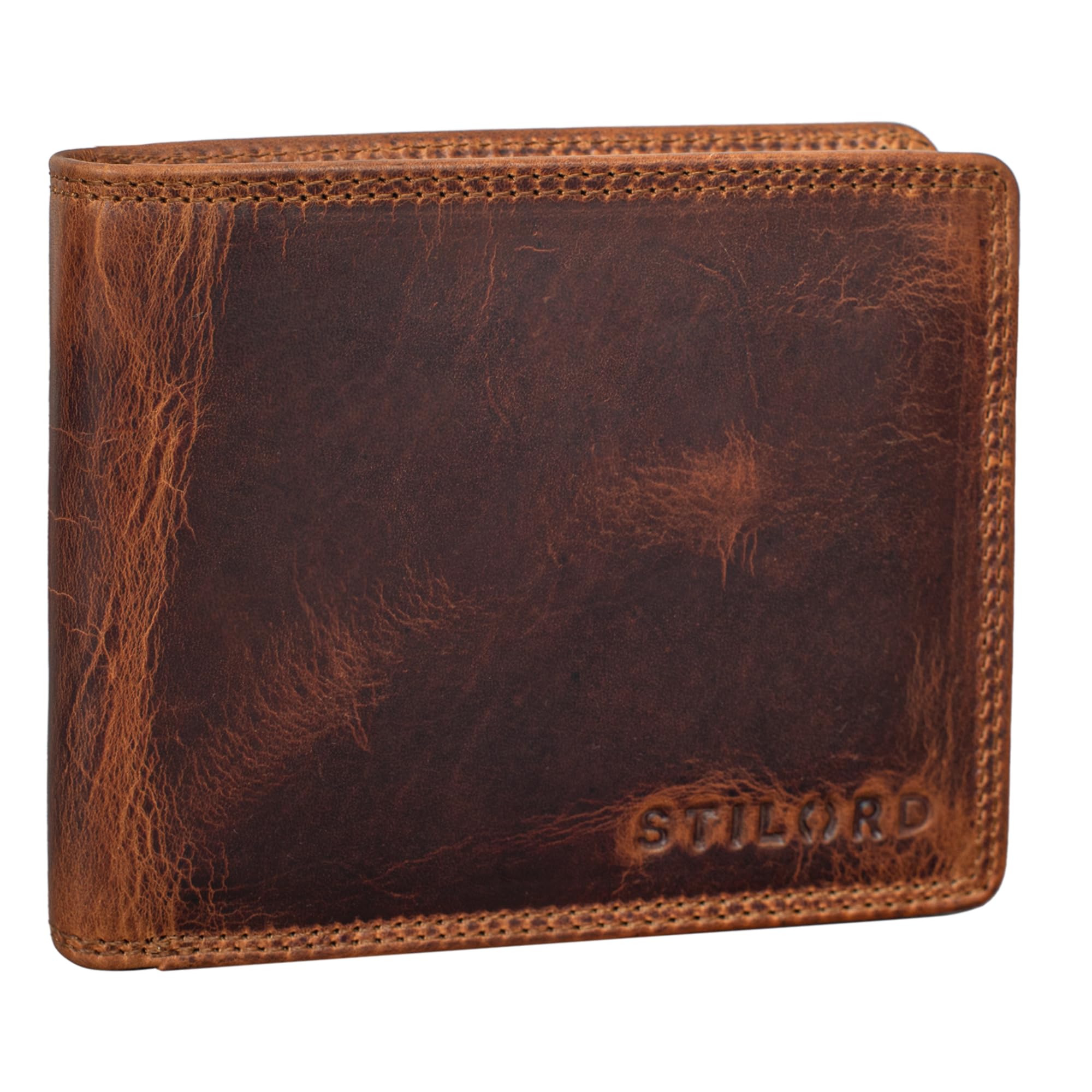 STILORD "Lunis" RFID Blocking Wallet Leather Vintage Wallet with Coin Pocket Slim Purse Classic Credit Card Holder Genuine Leather Colour:Kara - Cognac