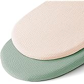 Muslin Bassinet Sheets for Baby Boy Girl,Breathable Baby Bassinet Sheets Fitted for Bassinet,Oval Rectangle,Hourglass,Bassinet Mattress/Pad,Soft Cotton 2 Pack