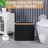 efluky 30L Bamboo Toilet Roll Storage with Lid Black view 2