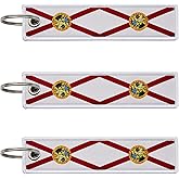 LLBFHH 3 Pcs Florida State Flag Keychain,Woven label Key Chains for Car Keys,Fabric Key Chains Men and Women,Used for Various Decorations.