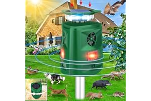 ENERJARY Solar Animal Repeller Outdoor,360°Cat Deterrent Outdoor,Solar Powered Animal Deterrent Devices Outdoor,Waterproof Deer Repellent Devices with Motion Sensor & Flashing Light,Repel Dog,Fox,Raccoon,Skunk
