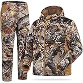 ShedOFF Silent Hunting Clothes for Men, Safety Strap Compatible Hunting Jacket Pant Fleece Lining Quiet Warm Water Resistant