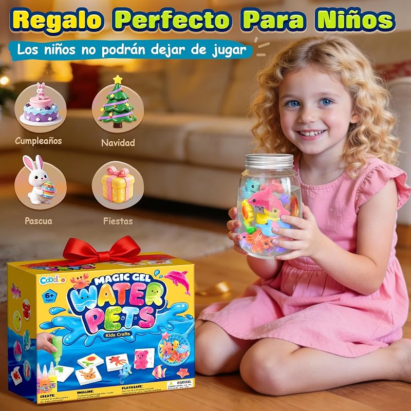 Aqua Gelz Set, Juguete de Gel de Agua Mágico 3D DIY, Juego Magic Gel Kit con 12 Colores y 12 Moldes, Regalo de Juguete Creativo para Niños, Juego Educativo STEM para niños 4-6 4-8 8-12 — foto 7 de 7